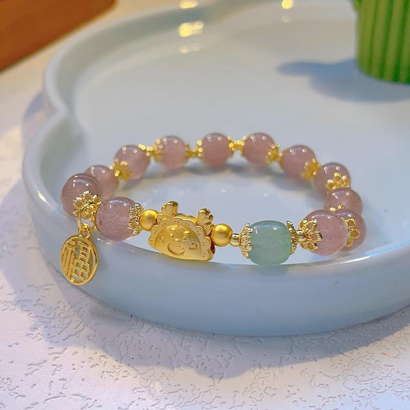 New Women's Mori Style Butterfly Glass Bracelet with Colorful Crackle Beads