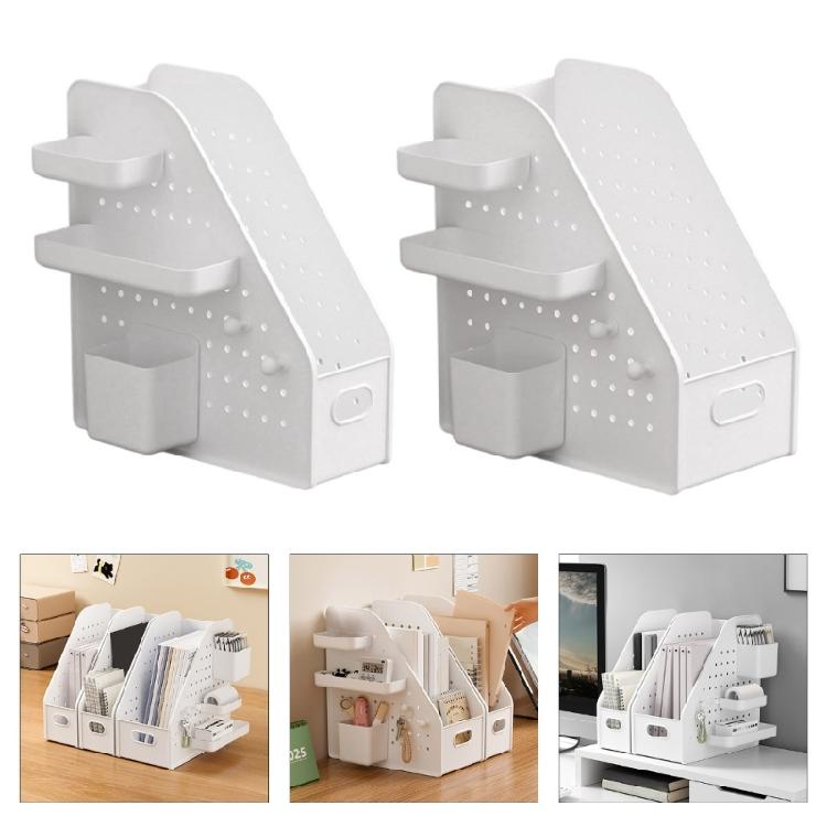 Schreibtischorganizer mit Lochwand, abnehmbarem Stiftebecher, multifunktionaler Aktenablagebox, platzsparender Buchstütze für Zuhause und Büro