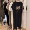 Women's Summer T-Shirt-Style Midi Dress: Loose-Fit, Plus Size, Casual, Knee-Length