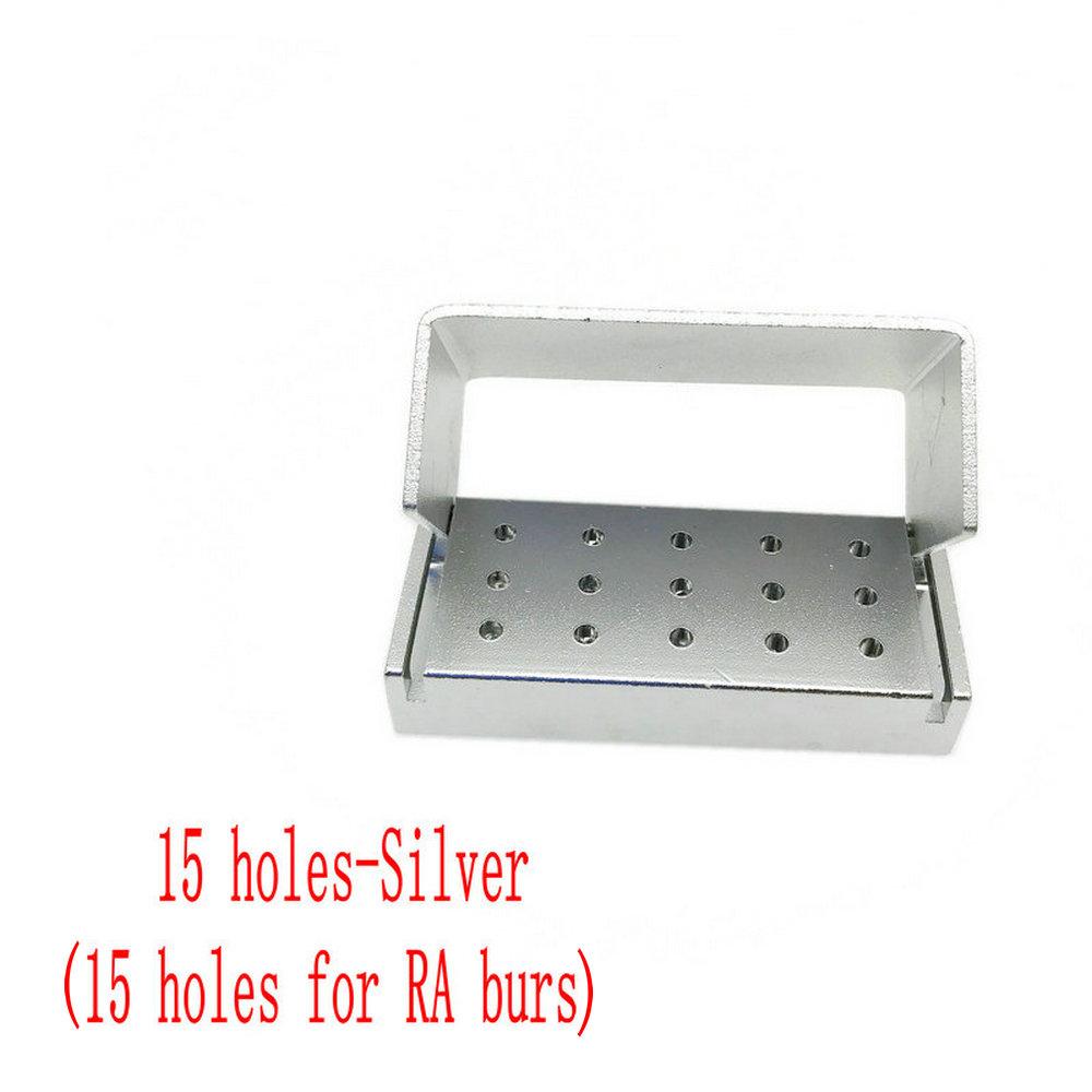 15/30 holes Dental Diamond Burs Holder Block Disinfection Box Autoclave ALUMINIUM Bur Holder Dentist Tools
