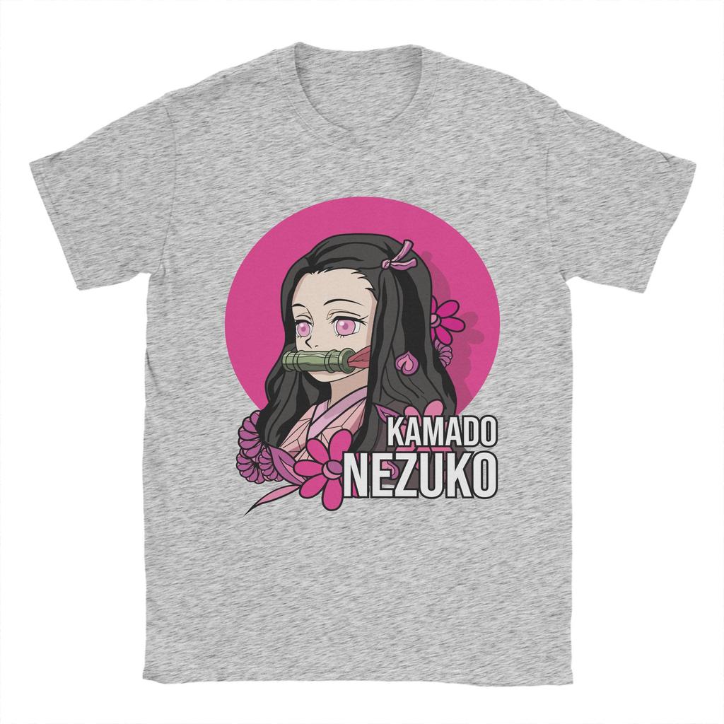 Anime Demon Slayer Nezuko T Shirt for Men Pure Cotton Vintage T-Shirt Round Collar  Tees Short Sleeve Clothes Summer