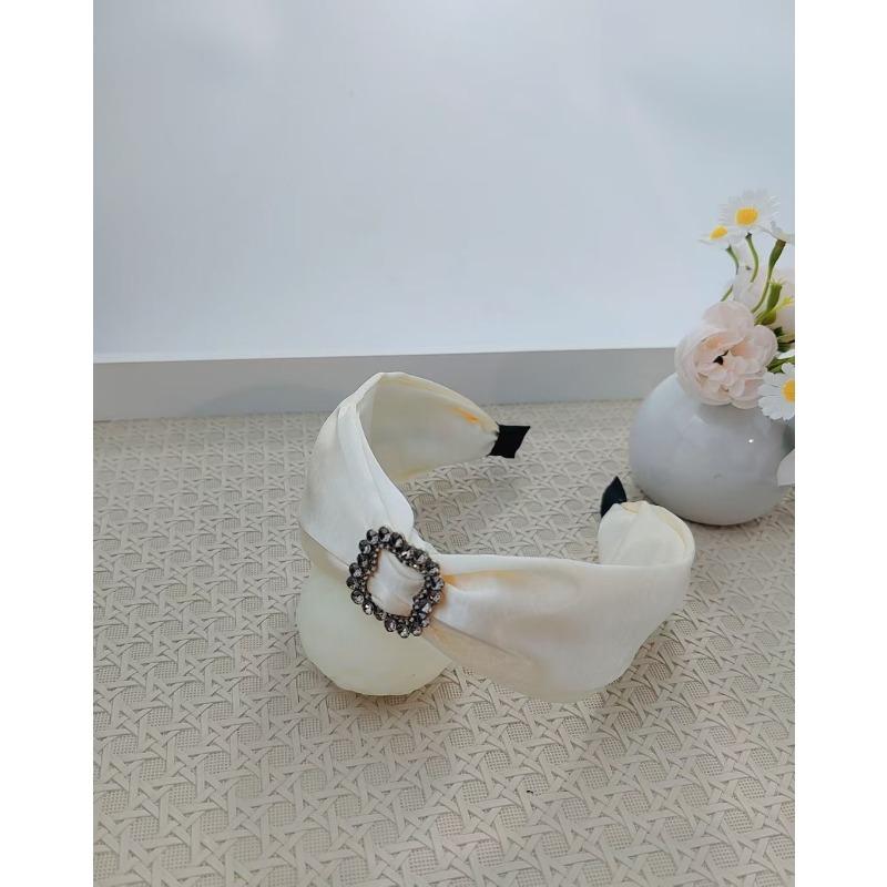 

Высококлассный стиль Повязка для волос Широкий край Ободок Ацетат Сатин Стразы Крест Резинка для волос Челка Растрепанные волосы Аксессуар белый