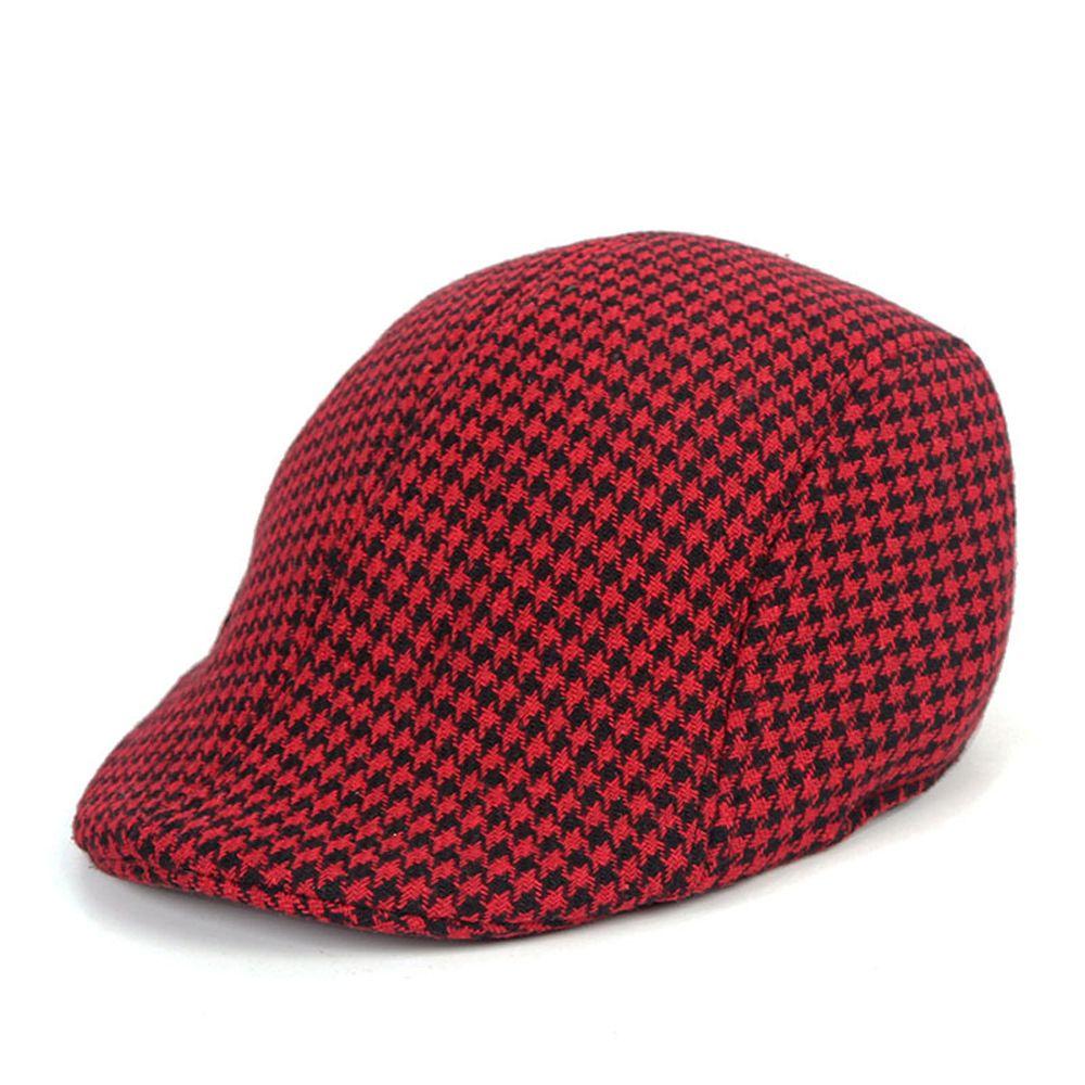 

Осень Ретро Винтаж Унисекс Хлопок Художник Гусиная лапка Береты Шляпа Художника Мужчины Кепка с козырьком Модная шляпа красный