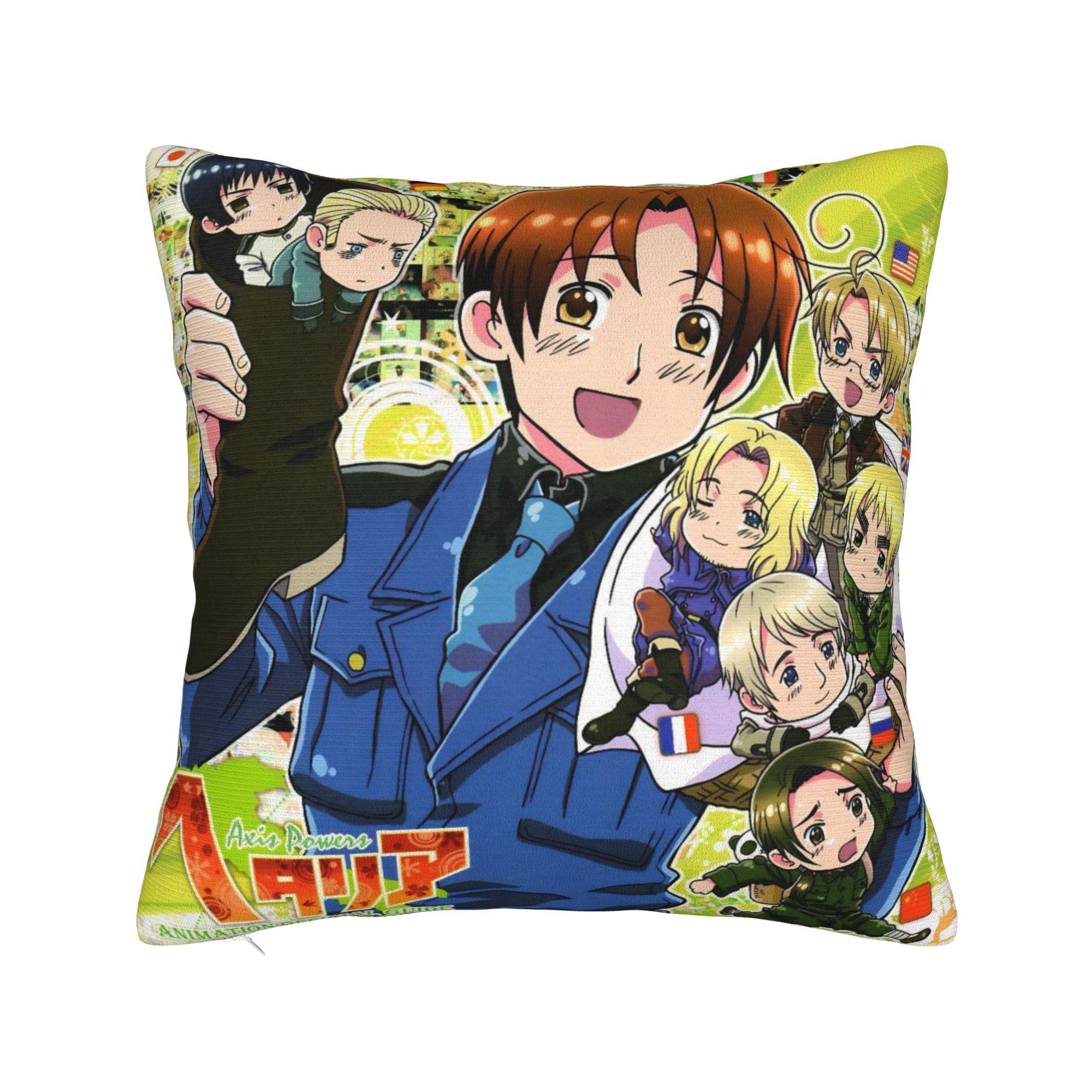 Декоративная наволочка Hetalia Державы Оси Аниме Мерч Гостиная Подушка-плед Чехол Квадратный Несколько размеров 12x12Inch