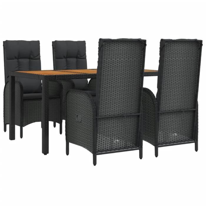 VidaXL Garden Dining Furniture and Cushions 5pcs Black Wicker 3185070