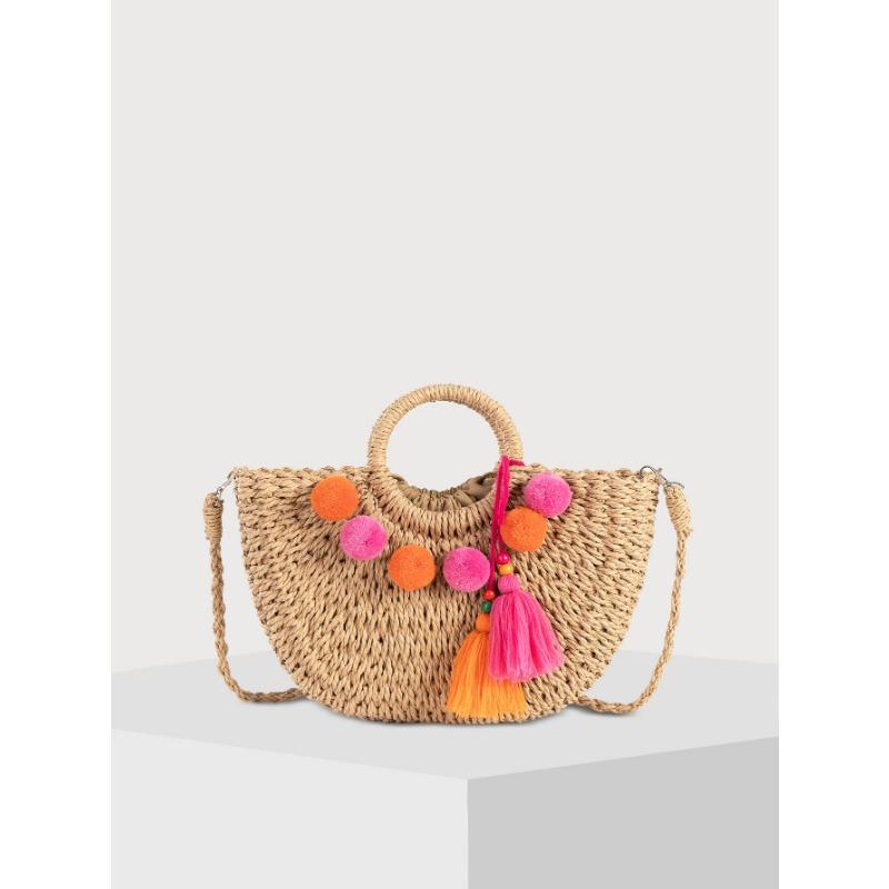 Arrival Women's Paper Straw Woven Bag - Shell Accents Tote & Crossbody Bag for Vacation Essentials & Trendy Outfits