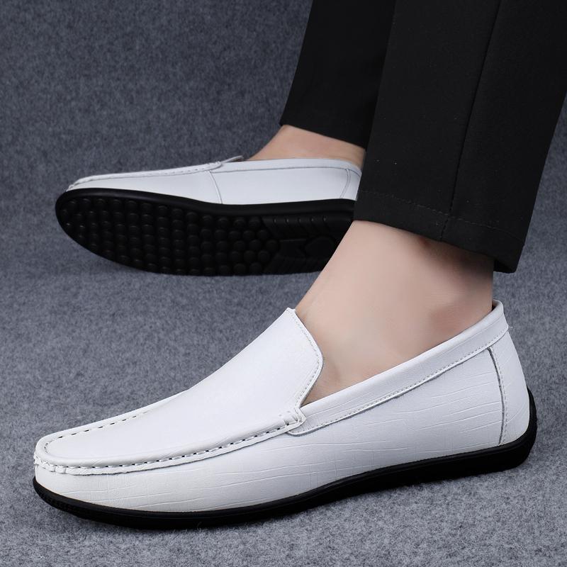 White Penny Loafers Shoes For Men Boat Shoes Business Large Size 46 Leather Man Moccasins Mens Driving Casual Shoe Slip On Flats