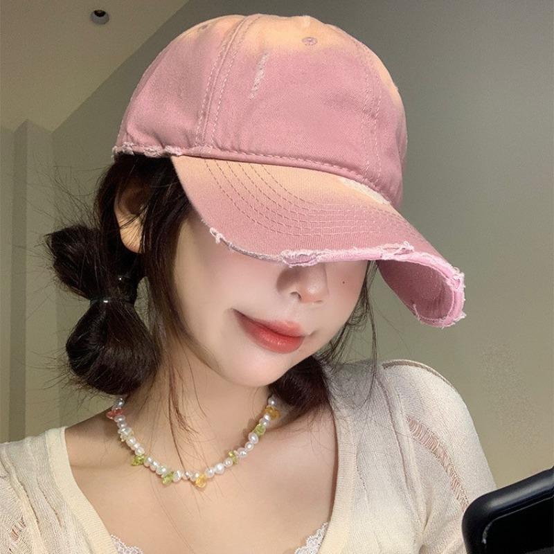 Retro ripped baseball cap female casual denim wide brim hat male soft top old peaked cap trendy brand sunshade versatile