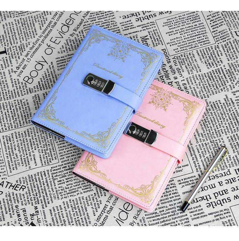 European Retro Canvas Lock Diary: Secure Password Notebook for Students