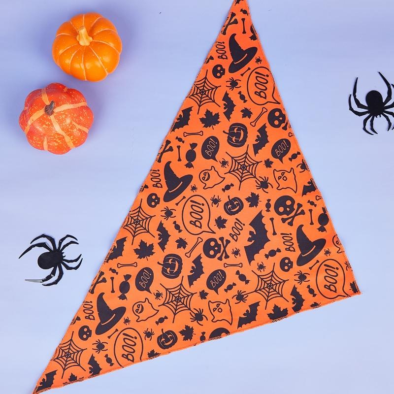 Halloween Dog Bandana, Pumpkin and Spider Web Bibs Triangle Pet Scarf, Multiple Sizes Soft & Adjustable Pet Bandanas Accessories