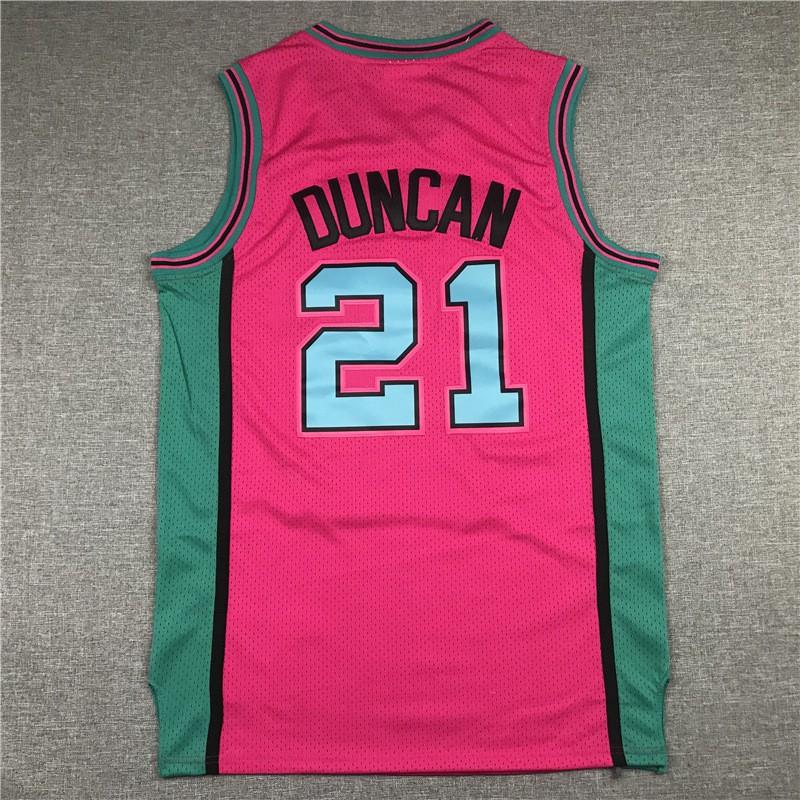 Men Women Basketball Jersey Tim Duncan Retro Spurs 21 Pink Modals Sportswear Training Game Wear
