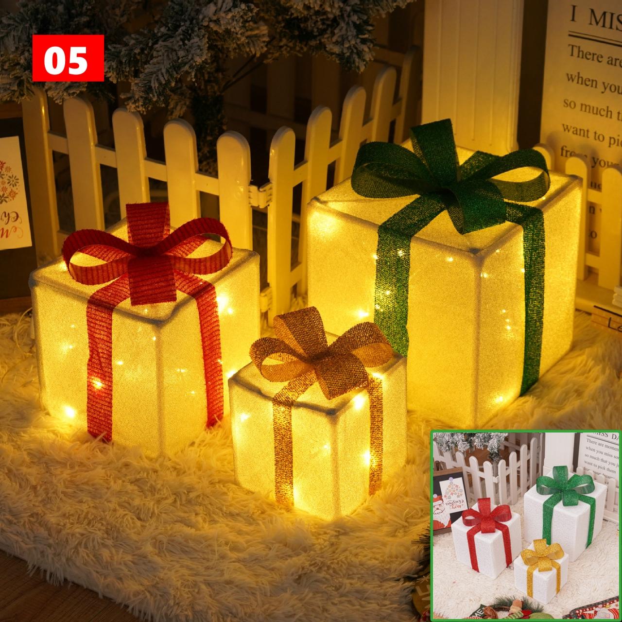 

3 шт./компл. Рождественская подарочная коробка, светящаяся рождественская елка, вечеринка, украшения своими руками, работающие от батареек, светодиодные праздничные реквизиты, осветительные приборы 8 Mode Warm White