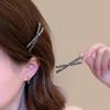 Black Rhinestone Cross Style Hair Clip for Women - Elegant Flyaway, Bangs & Side Double Clip Hairpin