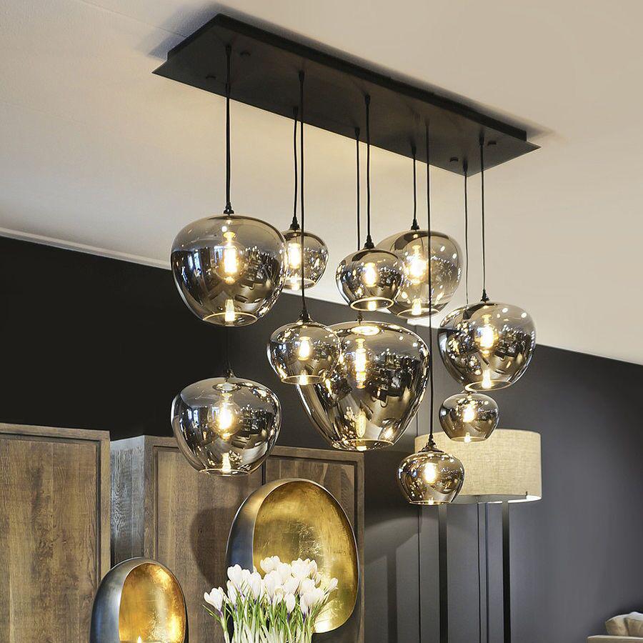 Modern Multi-Head Glass Chandelier Pendant for Dining Room