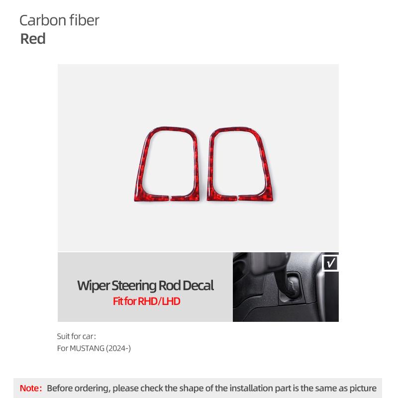 

For Ford Mustang GT 2025 2025 Carbon Fiber Wiper Steering Rod Trim Stickers Cover Decoration Tuning Car Interior Accessories
