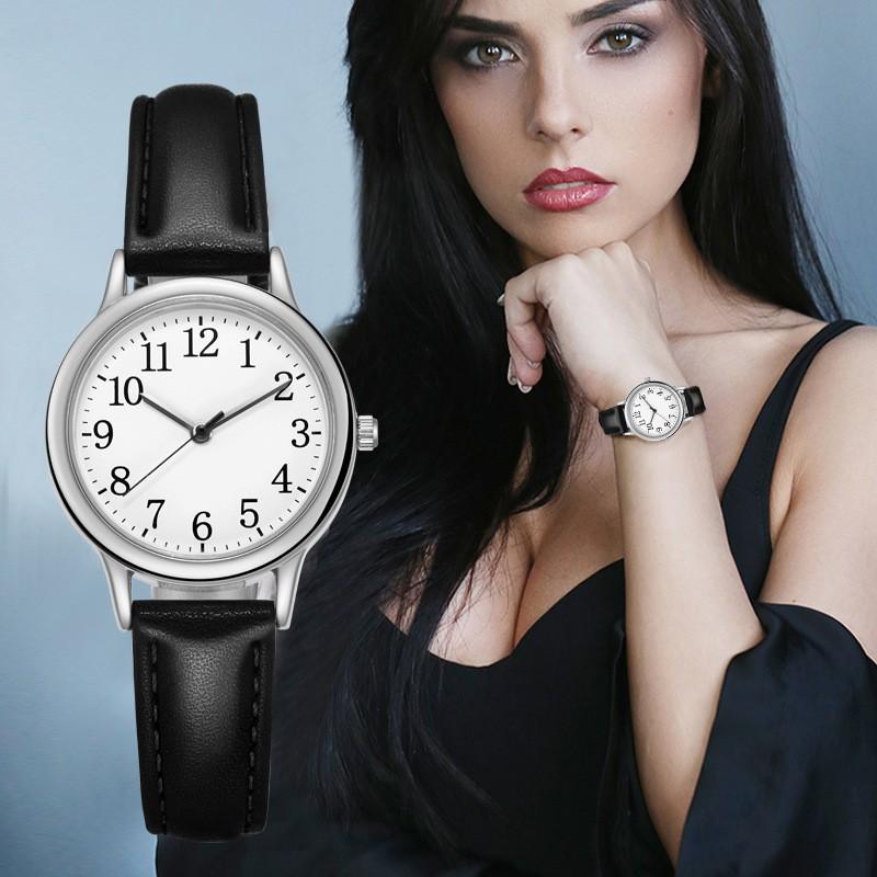 Montre à Quartz Décontractée pour Femme avec Cadran Numérique Arabe Simple et Bracelet
