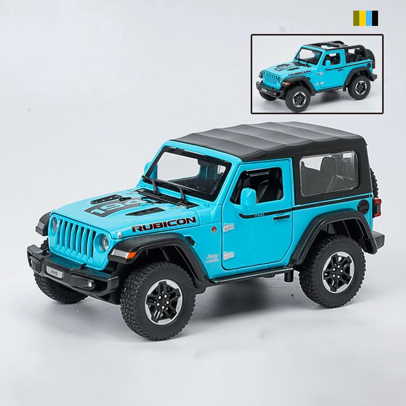 

1:24 Scale Wrangler Rubicon Car Model Toy Alloy Body Doors Opened Sound Light Pull Back Off-road Models Ornaments for Kids Gifts