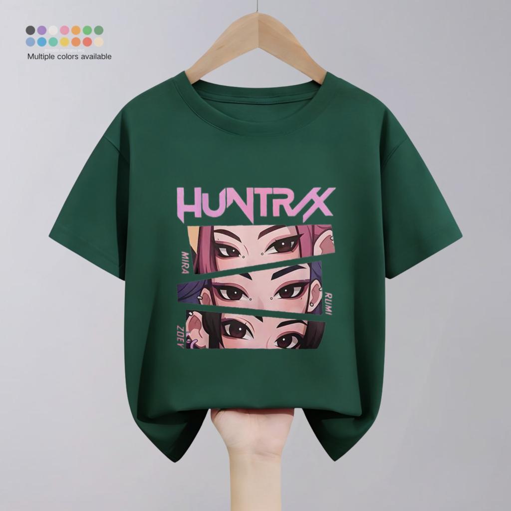 Hunter Girl Group Print Cartoon T-shirt For Girl's Clothing Summer New Fashion Children Short Sleeve Tops Crewneck T Shirts