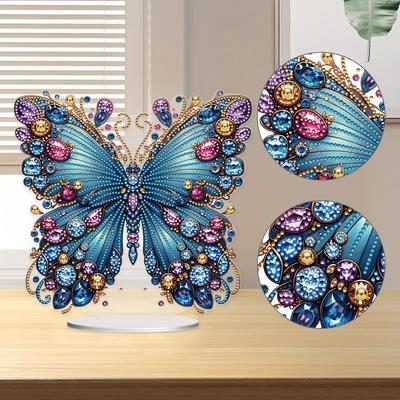 Kit d'Ornements de Table Peinture Diamant Papillon Peinture Diamant Colorée Décorations de Bureau Décoration de Table Acrylique pour Chambre