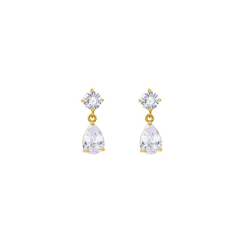 Simple super flash zircon water drop earrings female stud earrings Internet celebrity new temperament ears
