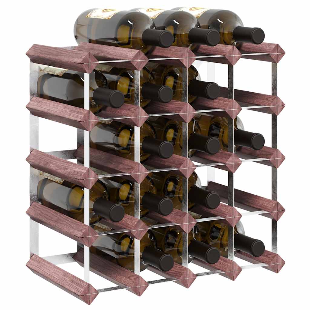 20 Bottle Wine Rack In Brown Solid Pine Wood