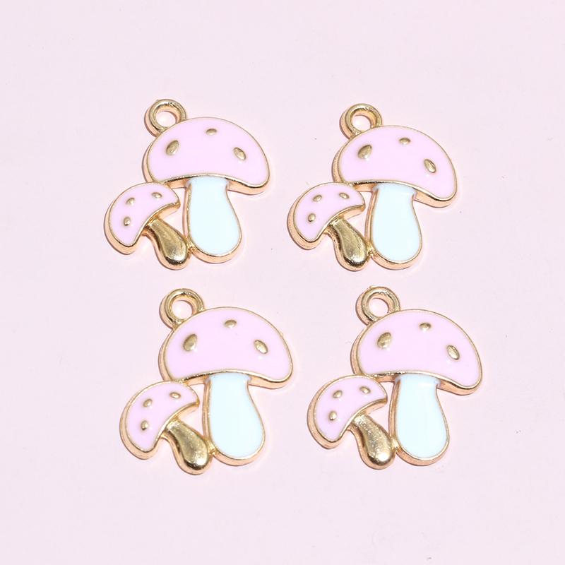 20pcs Enamel Mushroom Charms Pendant 19x19mm Alloy Metal DIY Jewelry Making Accessories for Earring Bracelet Necklace Finding