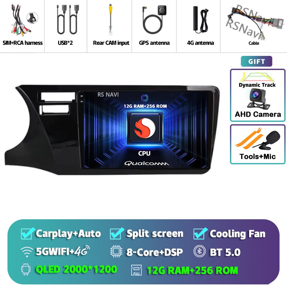 Android 14 Carplay Auto For Honda City 2014 - 2017 Car Radio Player Multimedia stereo Navigation 4G+WIFI Head Unit 2Din AI Voice