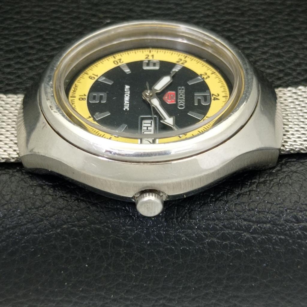 GEBRAUCHTE VINTAGE SEIKO 5 AUTOMATIK 6319A JAPAN HERREN SCHWARZES ZIFFERBLATT UHR a433808-2