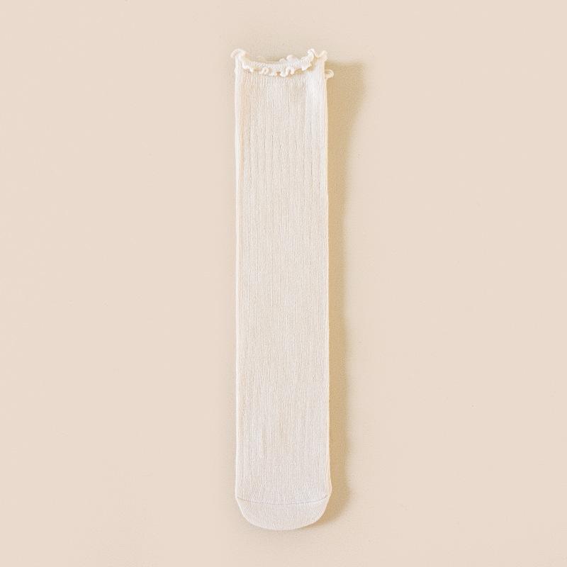Autumn Children's Wooden Ear Long Tube Pile Socks Calf Socks Autumn and Winter Solid Color Vertical Over-the-knee Socks