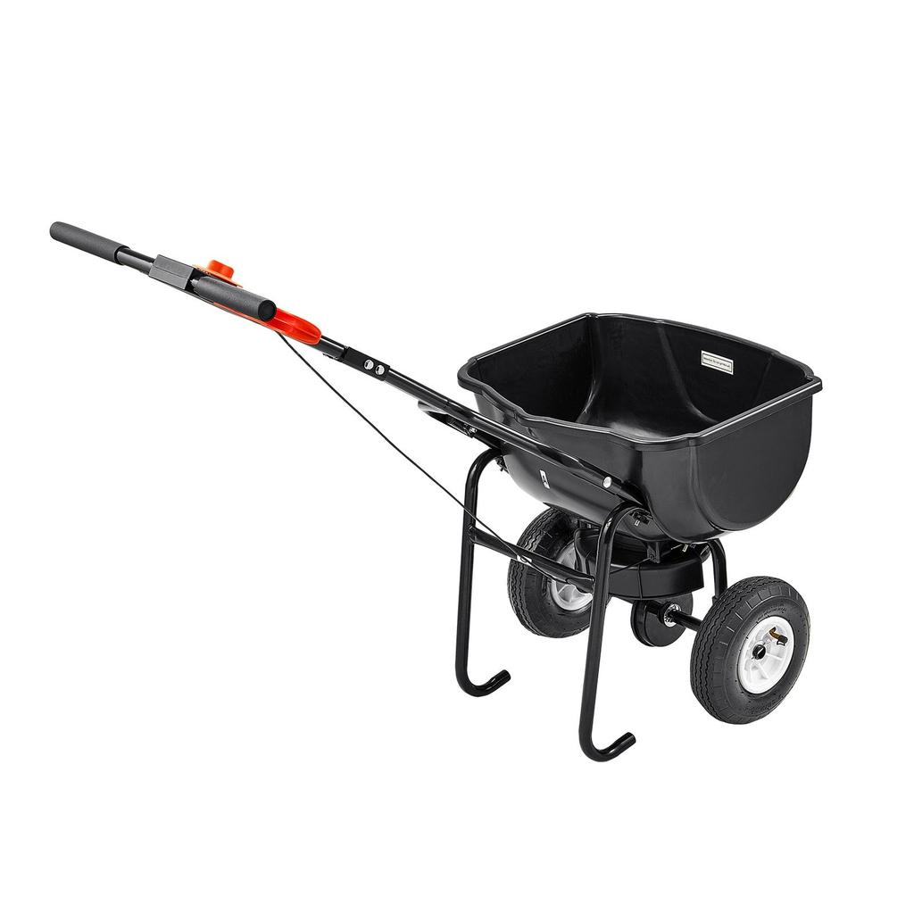 Walk Behind Spreader, 60LBS Capacity, Push Spreader with Hopper Grate, 0-9.8 Ft Spreading Width, 8 In All Terrain Pneumatic Tires, Garden & Lawn