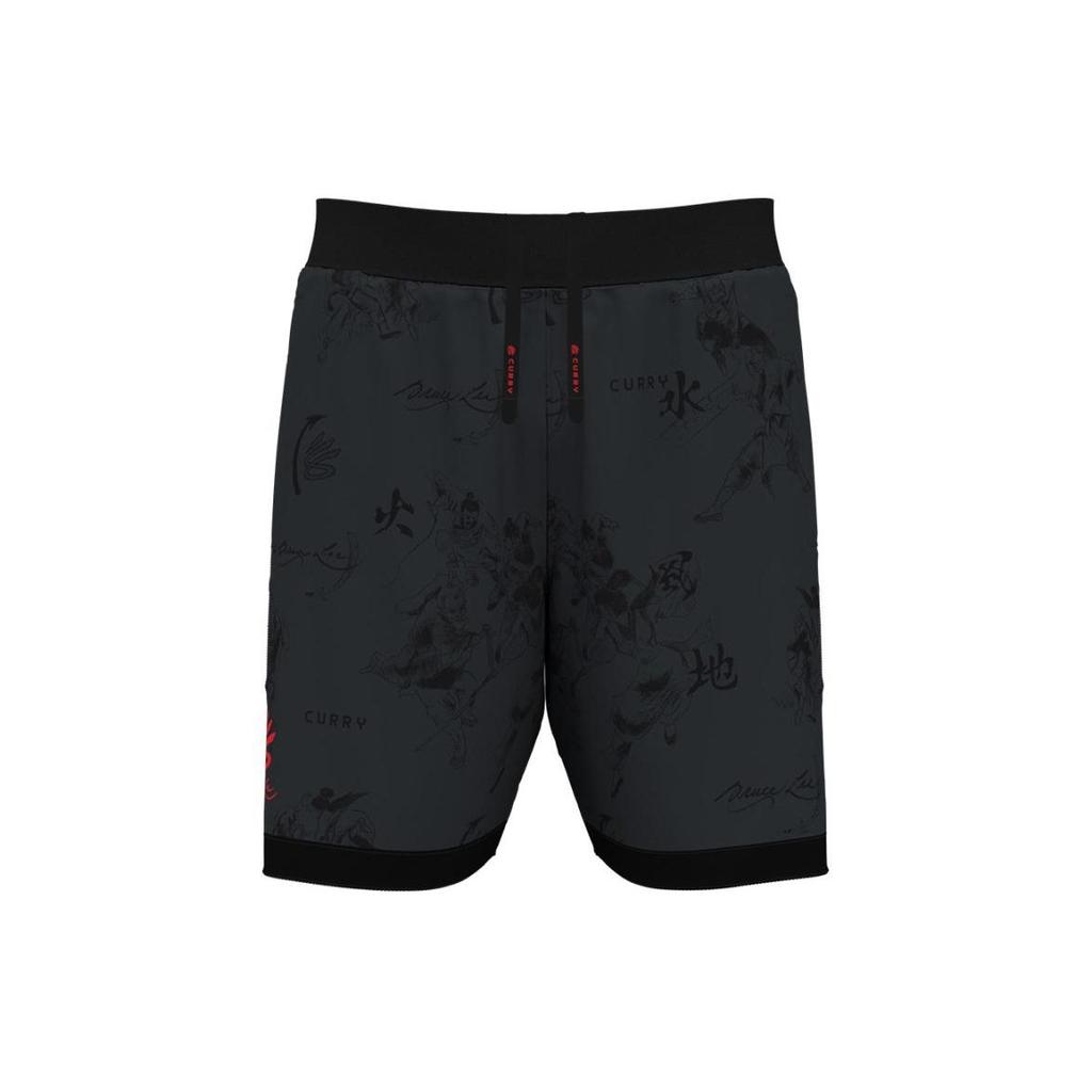 Under Armour Curry X Bruce Lee Collaboration SS24 Spring Collection Fire Element Pattern Printed Mesh Casual Basketball Shorts Men Shorts 1385305-016