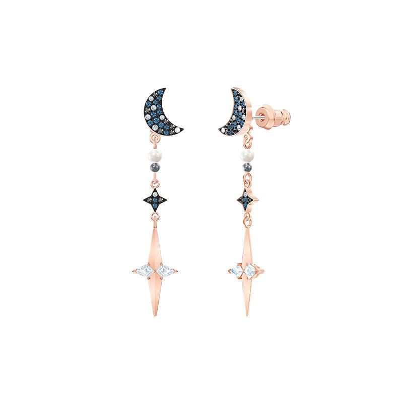 Swarovski Symbolica Stars and Moon Artificial Crystal Earrings Women s Blue 5489533