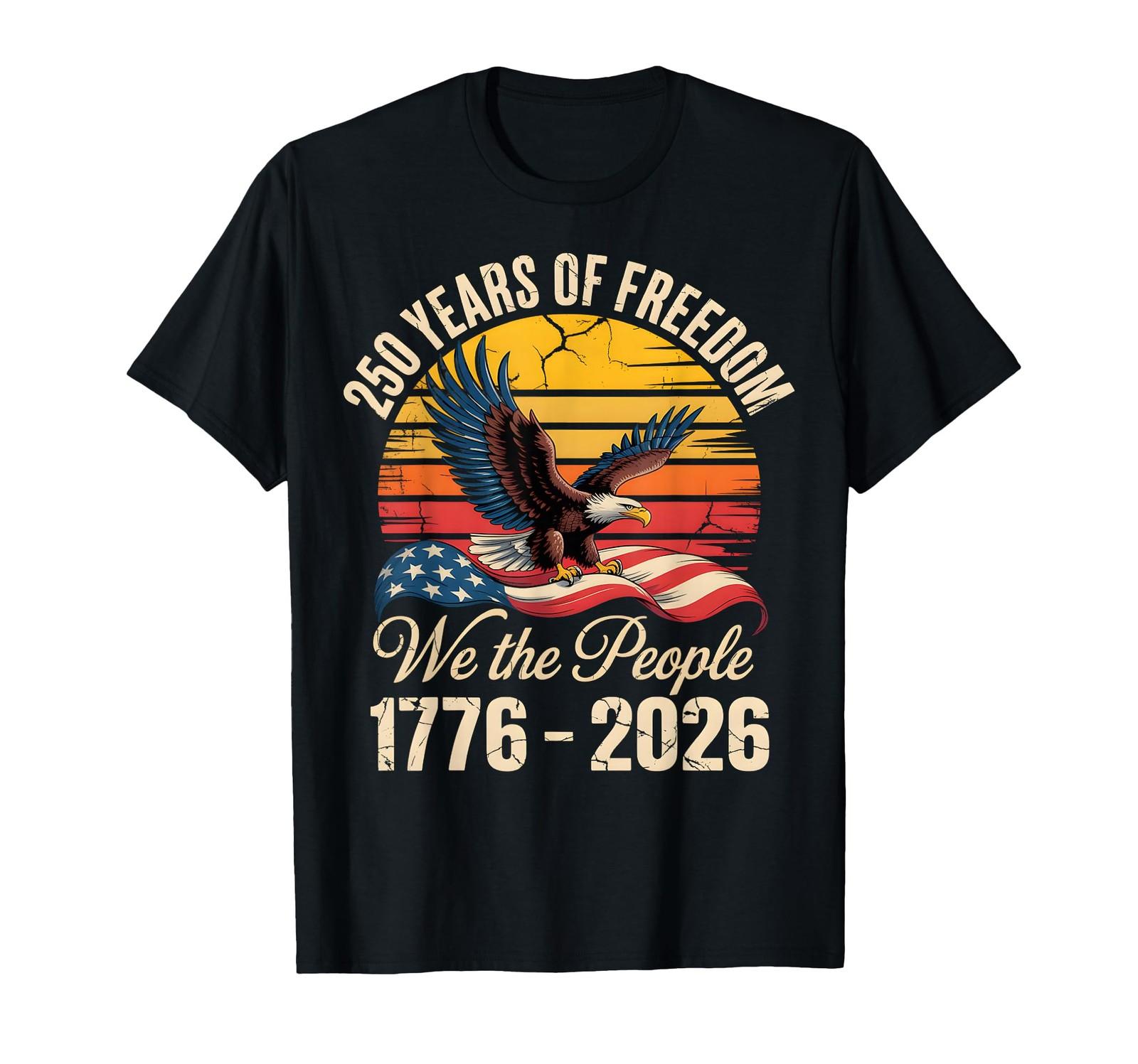 4th of July American Flag Eagle Vintage 250 Years 1776 2026 T-Shirt (1) S разноцветный