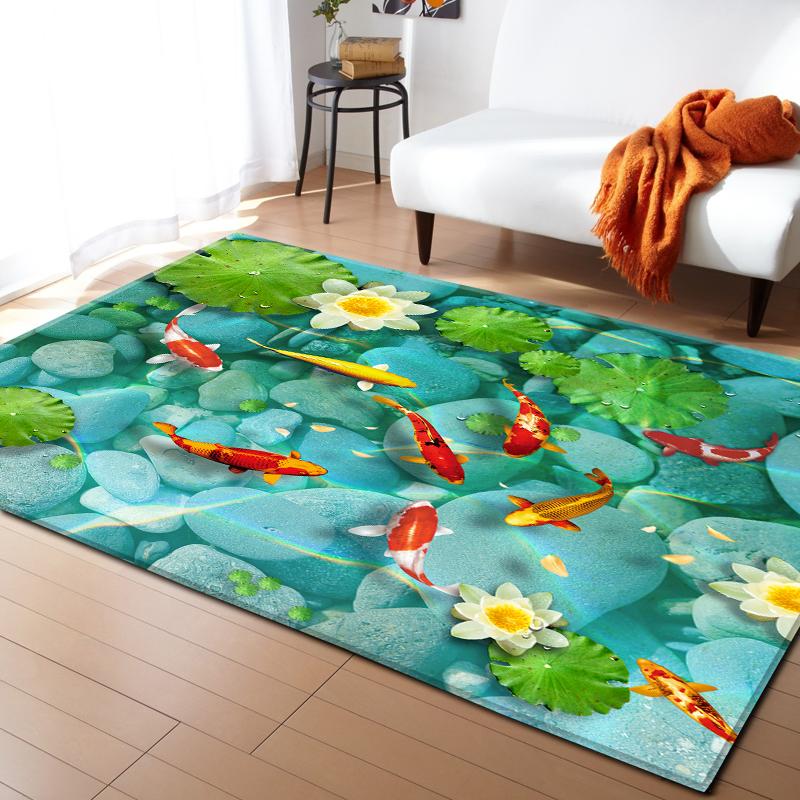 Cedar Deer Living Room Area Rug Beach Ocean 3D Carpet for Boys Girls Bedroom Rug Soft Play Floor Mat Anti-Slip Bathroom Mat