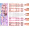 150pcs 3-IN-1 Press On Nails Nude Color Wearable Fake Nail Tips Full Cover Artificial Fingernails Almond Ballet Nail Extensions