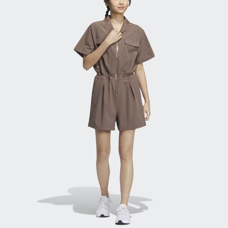 Adidas Future Of Tech Short-Sleeve Jumpsuit Women Jumpsuit Coffee HY2844