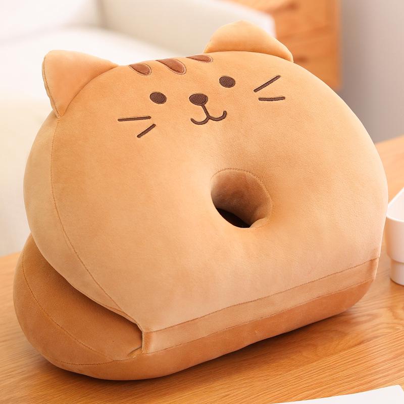 Cartoon Cat Neck Pillow: Folding Nap & Backrest Plush Doll for Office & Classroom