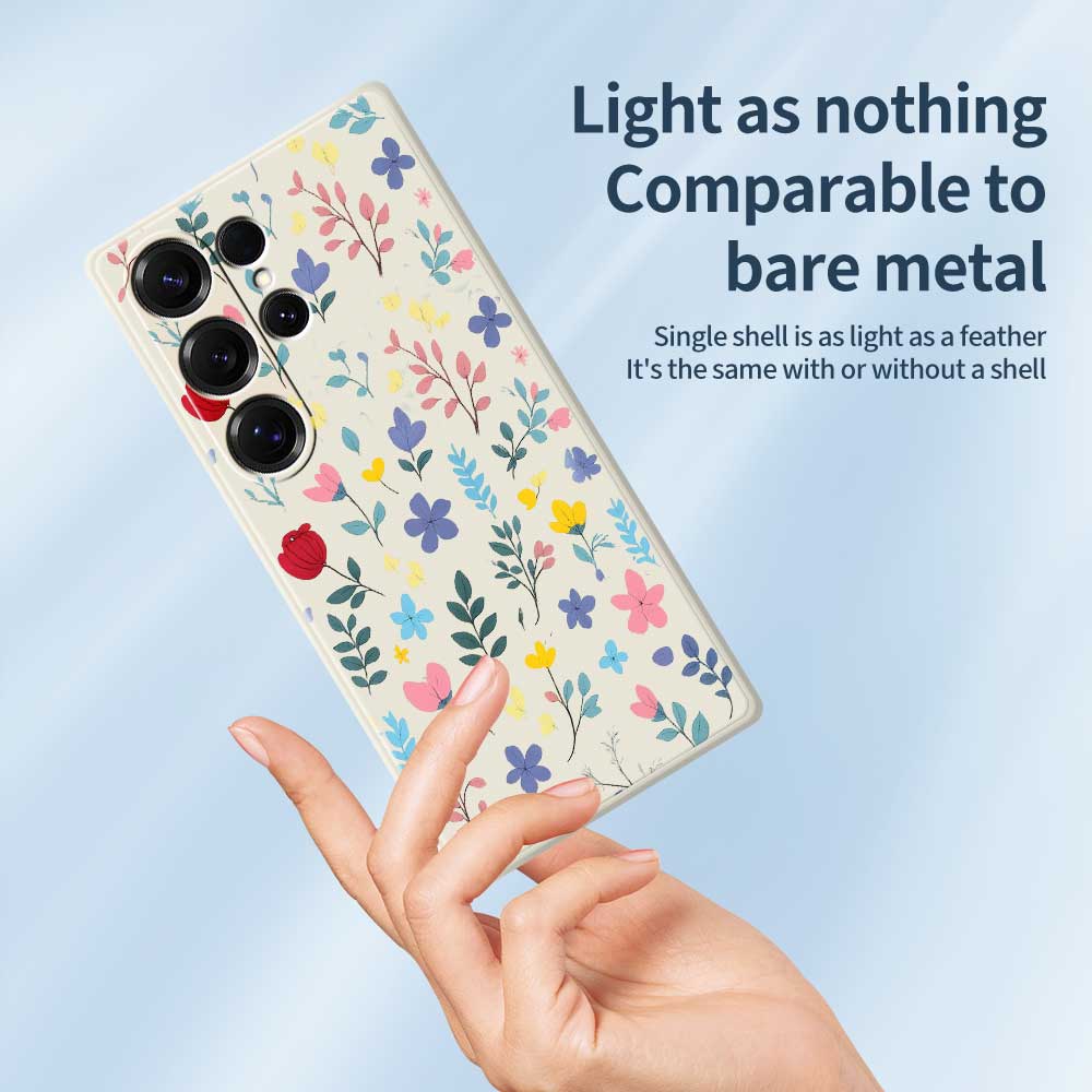 For Samsung Galaxy S25 Ultra Case Colorful Flower Branches Pattern Printing Straight Edge TPU Phone Back Cover