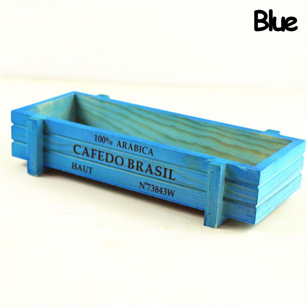 1 PC Tools Garden Decor Trough Succulent Boxes Vintage Crates Rectangle Vase Wood Flowerpot синий