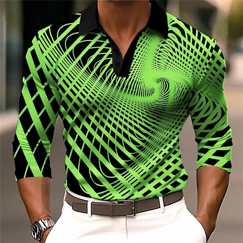 Cool Skull Web Print Long Sleeve Polo, Zip Collar Casual Men's Top