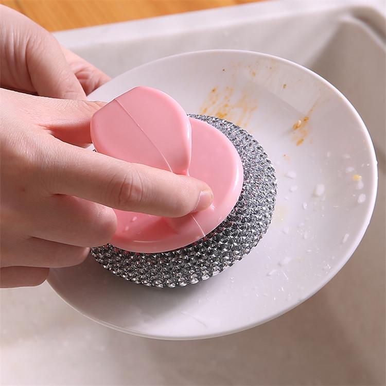 Removable & Washable Steel Wool Cleaning Ball: Pet-Safe, Non-Shedding, Non-Abrasive, Non-Stick Kitchen Brush