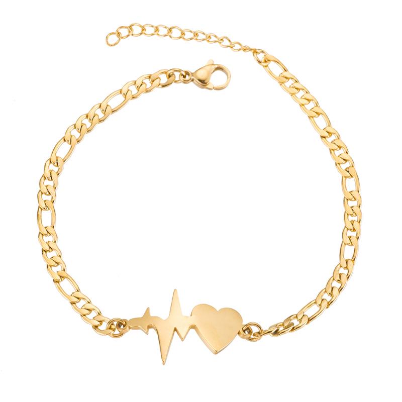 Retro Heartbeat Tassel Bracelet: Women s Minimalist Stainless Steel Heart Geometric Design