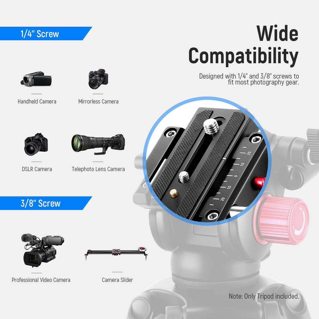 NEEWER Video Tripod 200cm Fluid Head with QR Plate Adjustable Large Camera Tripod Suitable for DSLR Camera Made of Aluminum Alloy Load Capacity 8kg