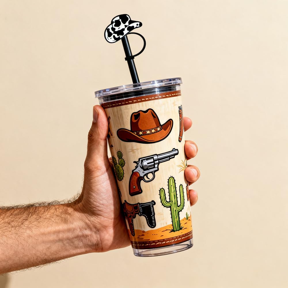 10pcs Silicone Cowboy Straw Cover Cap Cowboy Hat Straw Topper 10mm Reble Western Cup Accessories Silicone Tumbler Straws Toppers 30 40 Oz