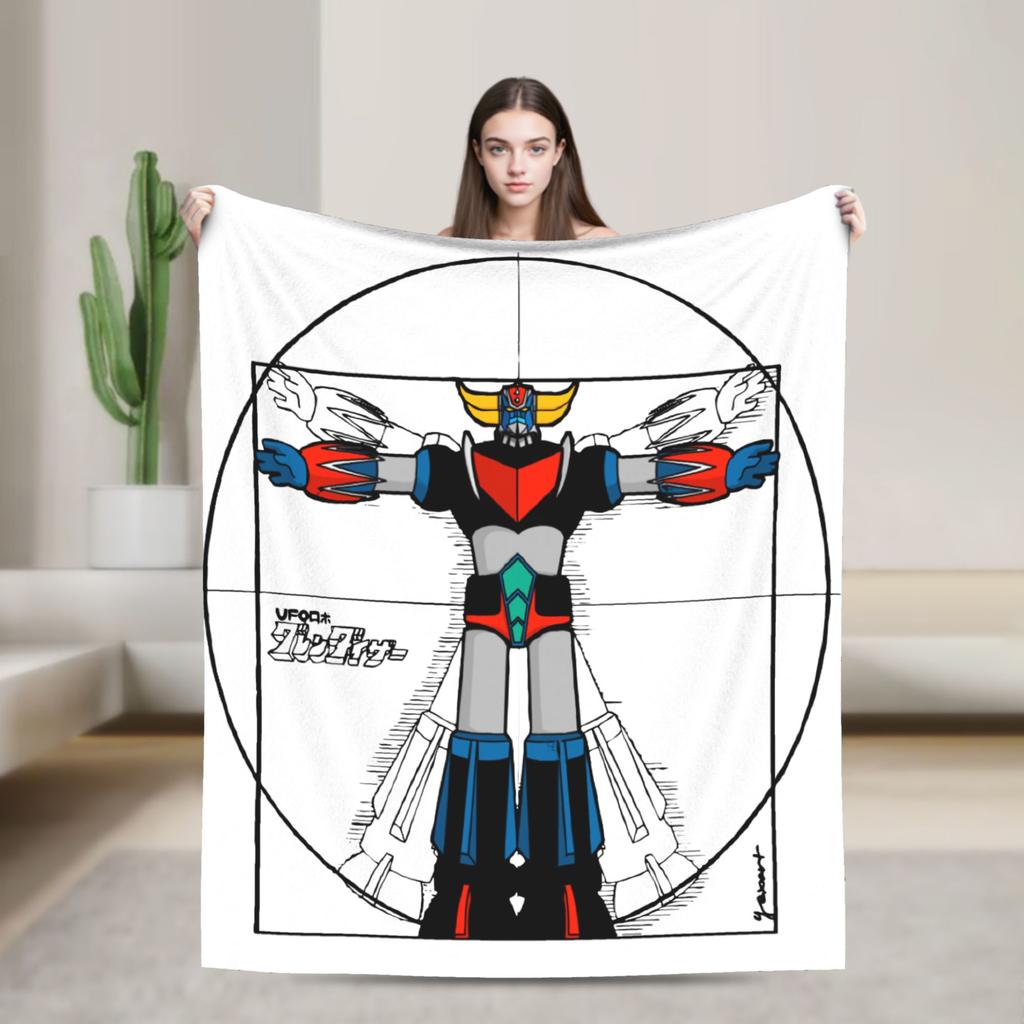 192 Vitru Grendizer Blanket Flannel Winter UFO Robot Goldrake Lightweight Thin Throw Blanket for Home Outdoor Plush Thin Quilt