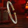 Gold Enamel & Sterling Silver Blooming Flowers Gourd Bangle - Versatile Gift for Girlfriend
