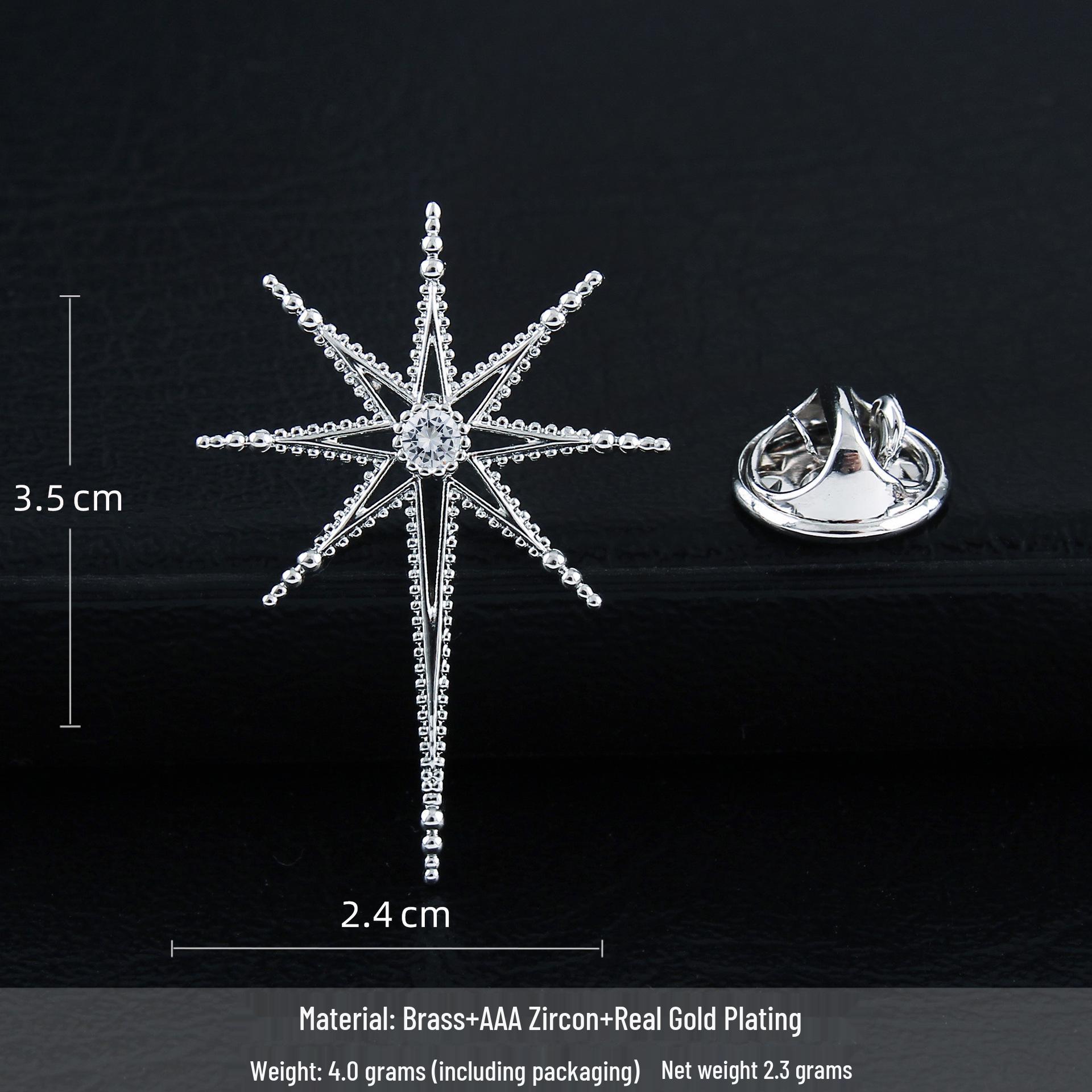 

Значок на лацкан в виде восьмиконечной звезды: Мужская и женская высококлассная брошь-корсет для костюма в виде креста и звезды с инкрустацией цирконами.