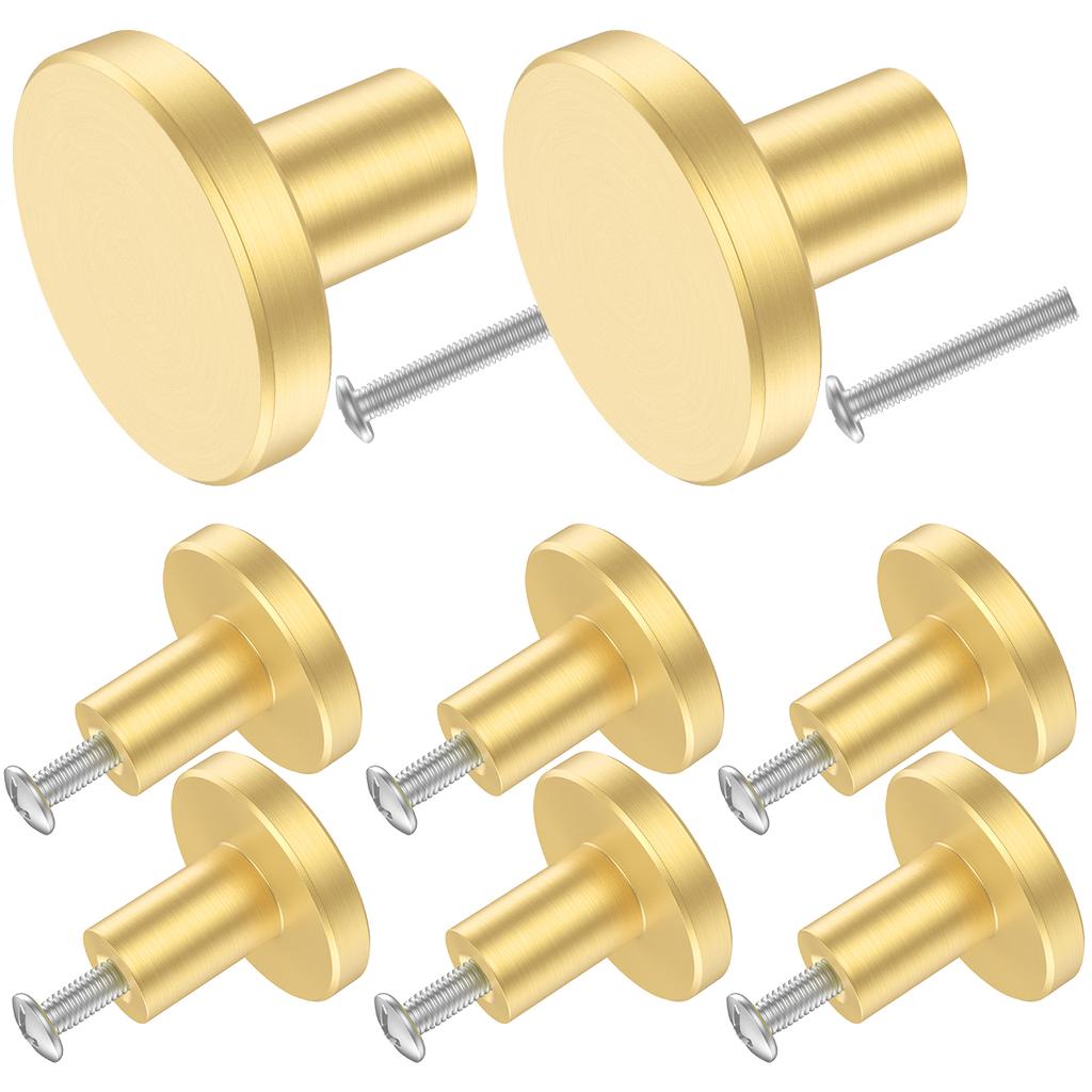 4/8pcs Antique Solid Brass Cupboard Door Handle Knob Brushed Gold Hardware Knob for Furniture Kitchen Cupboard Closet Wardrobe