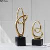 Nested Golden Ring Geometric Abstract Circular Statue Resin Crafts Sculpture Desk Decoration Ornaments Room Aesthetics Decor