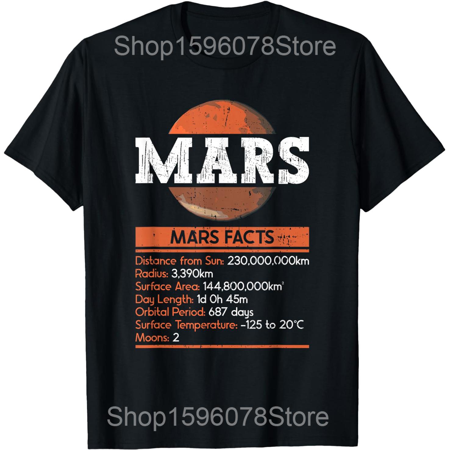 

Mars Facts Planet Space Lover T Shirts Unisex Women Pure Cotton Humor Streetwear Tee Shirt Short Sleeve Unisex Loose Clothing S